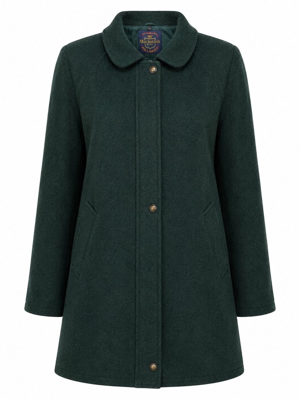 MACKINTOSH | Vintage Hunter Green 100% Wool Lined Coat Peter Pan Collar | 14